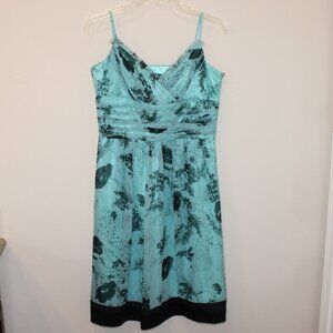 Laundry by Shelli Segal 100% silk fit & flare dress women's Size 8 teal & black